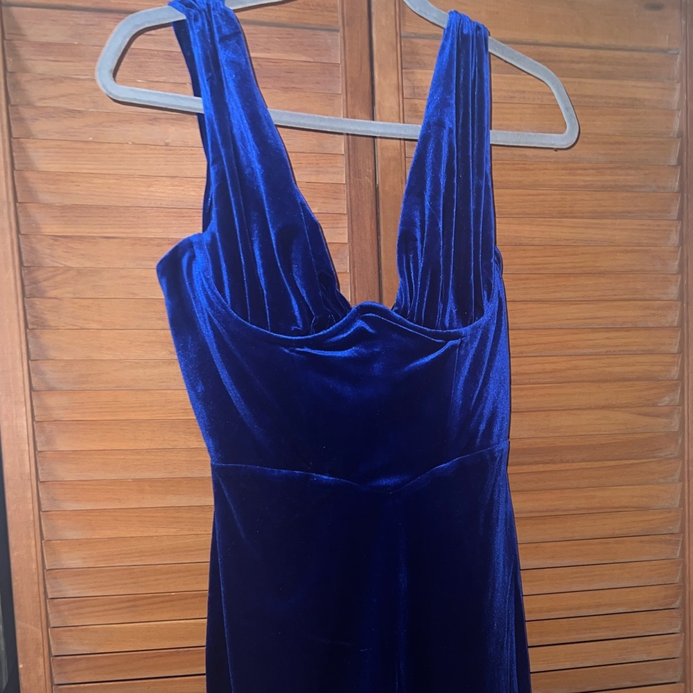House of CB - ANEKA- Velvet ROYAL BLUE DRESS